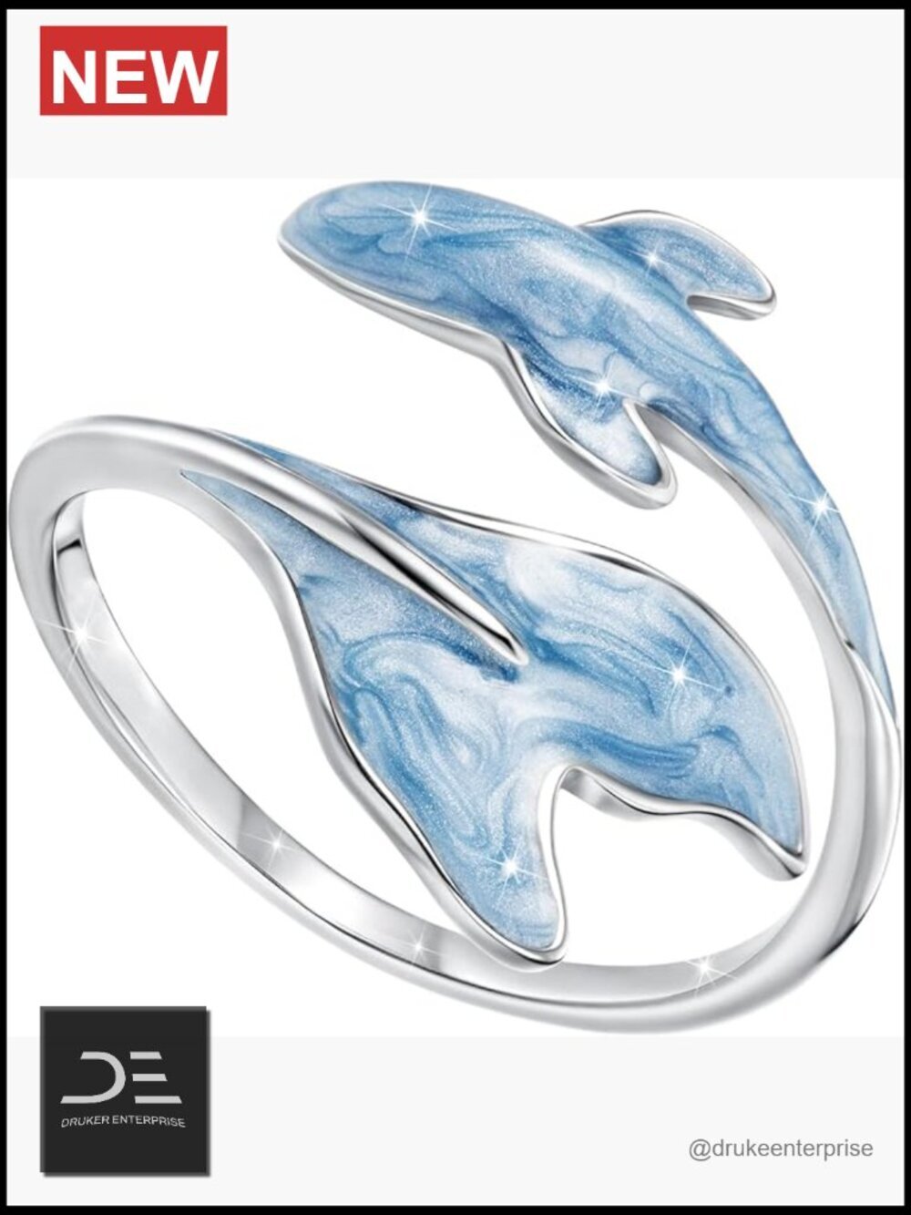 Adjustable Whale Ring Stackable Copper Band Open Wrap Ring